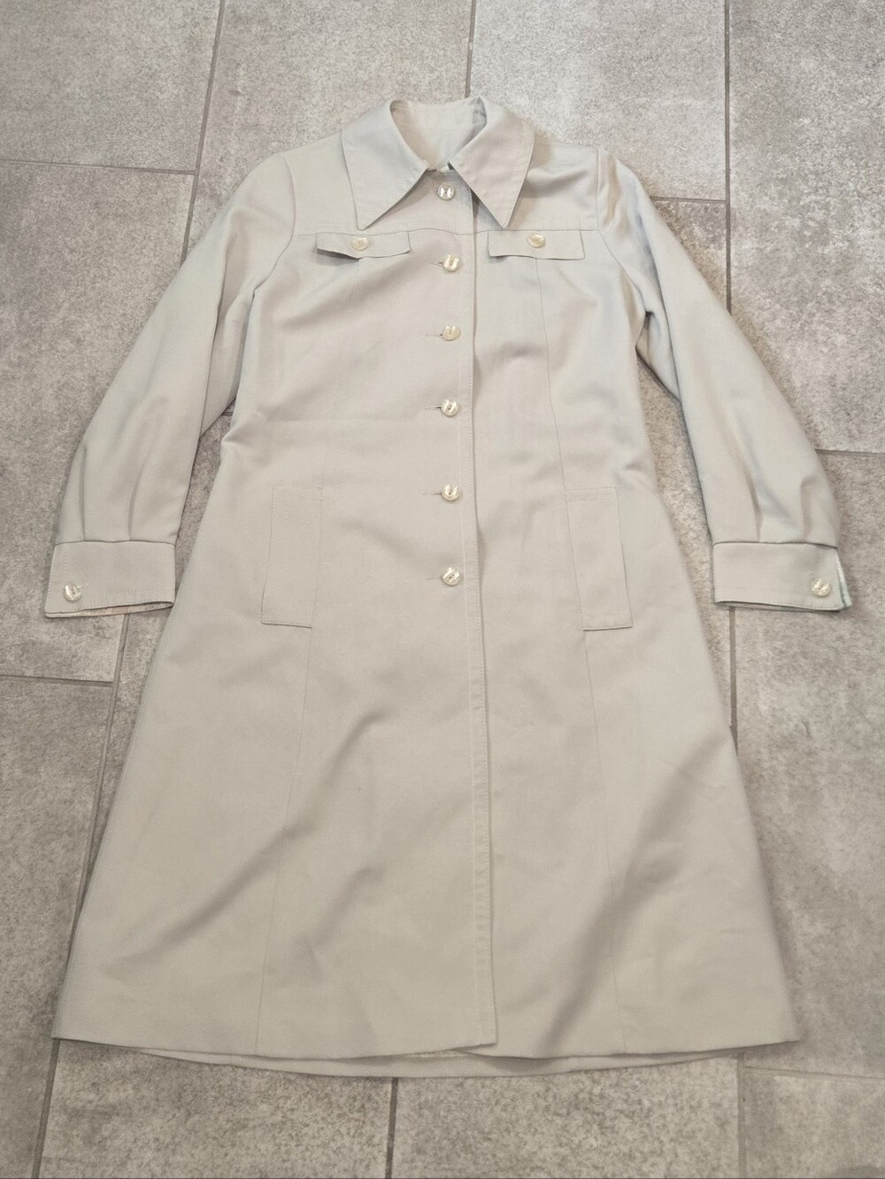 Vtg Neiman Marcus Forecaster Tan Trench Coat Art Deco Flapper Lining Sz 7/8